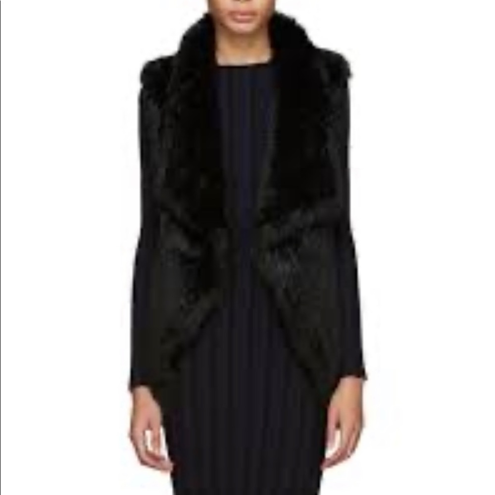 Meteo by Yves Salomon Navy Rabbit Fur Vest size 36